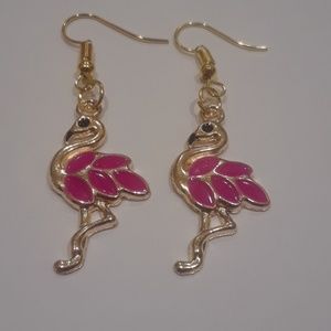 Handmade Beautiful Hot Pink Flamingo Dangle Earrin
